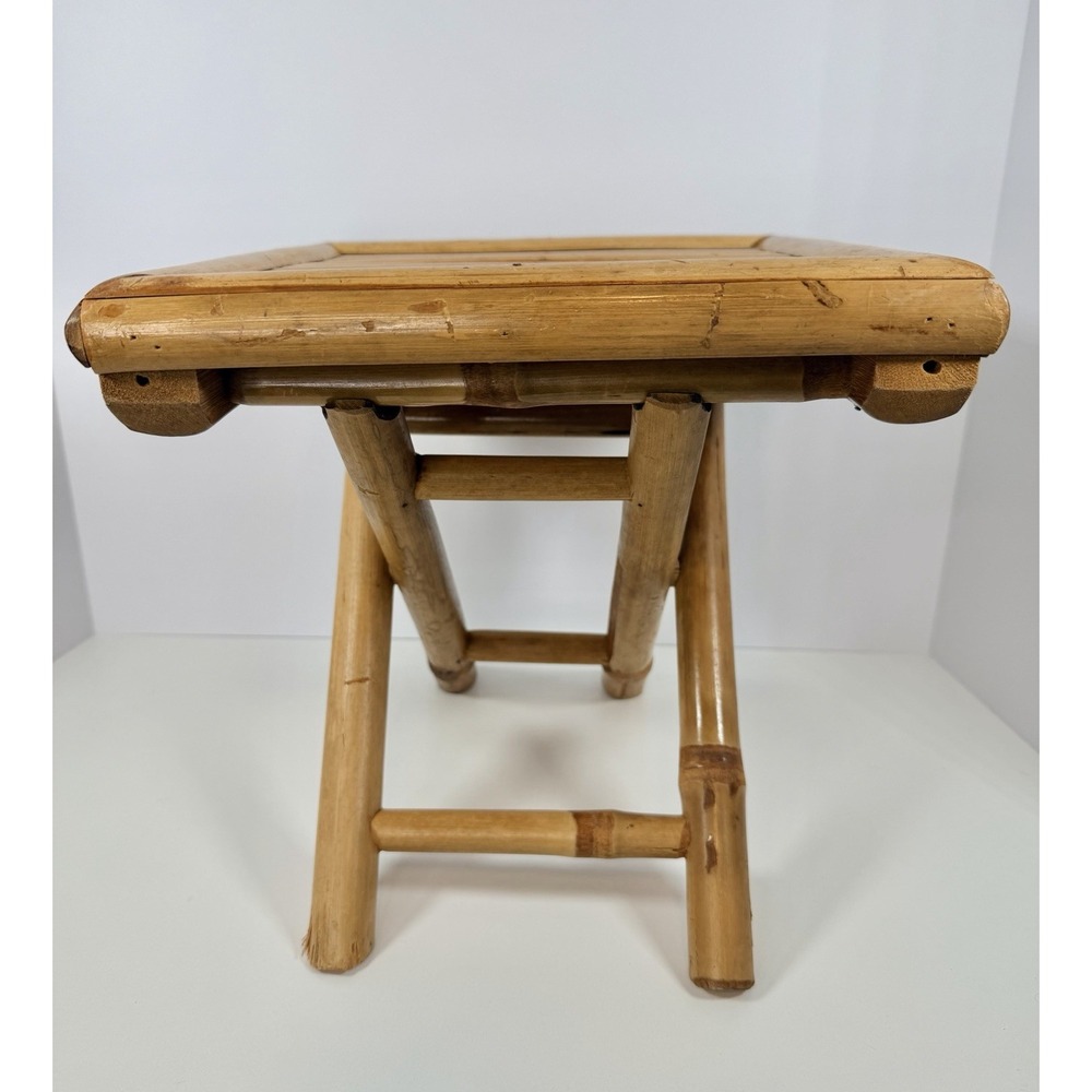 Bamboo Rattan Folding Plant Stand Table Riser 11.5" Cottage Core Decor - Picture 2 of 10